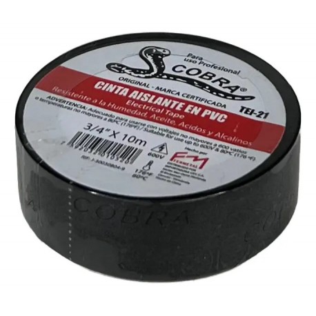 TEIPE NEGRO COBRA 3/4 10 MTS